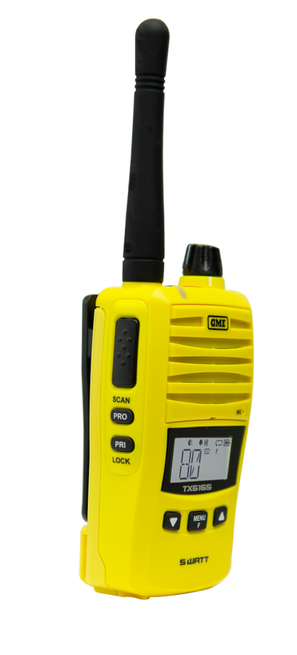 GME TX6165XY 5/1 Watt IP67 UHF CB Handheld Radio - Yellow
