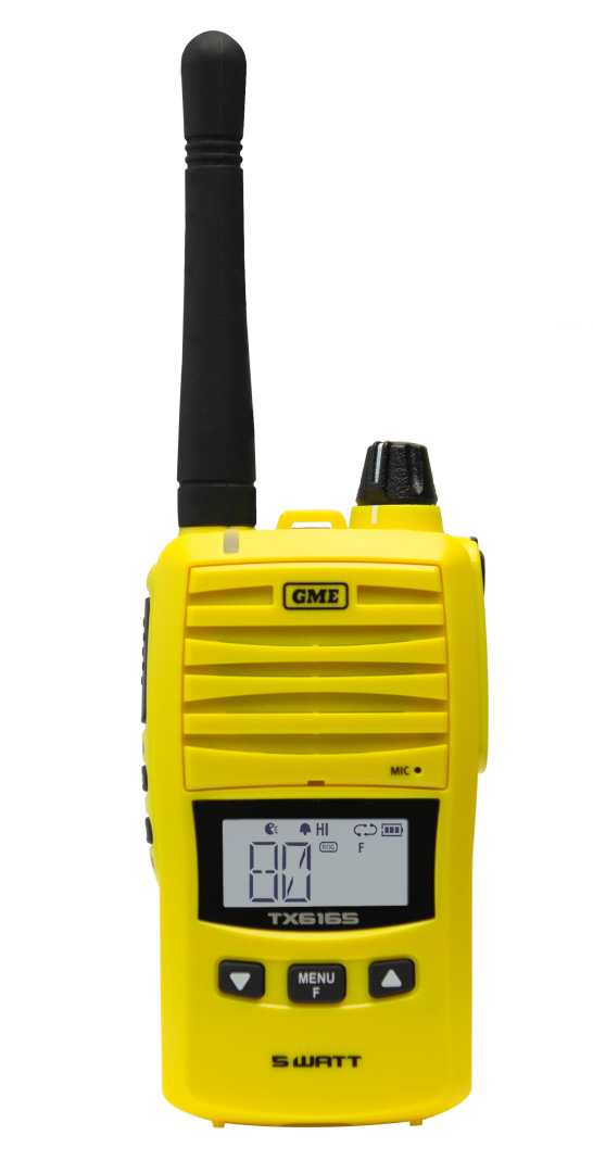 GME TX6165XY 5/1 Watt IP67 UHF CB Handheld Radio - Yellow