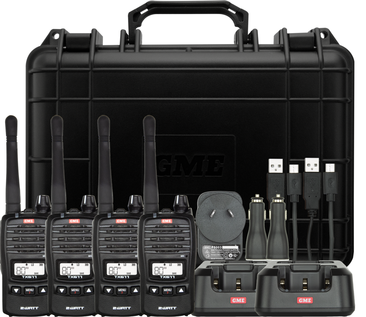 GME TX677QP 2 Watt UHF CB Handheld Radio - Quad Pack