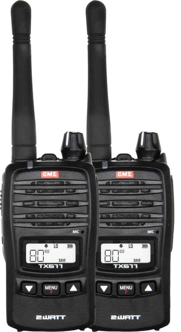 GME TX677TP 2 Watt UHF CB Handheld Radio - Twin Pack