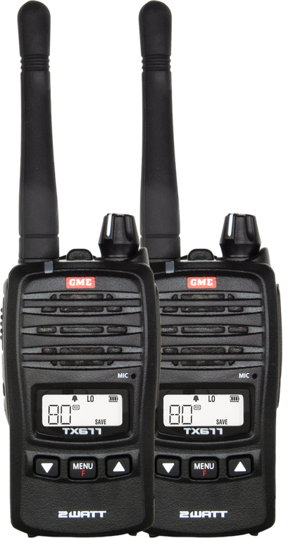 GME TX677TP 2 Watt UHF CB Handheld Radio - Twin Pack