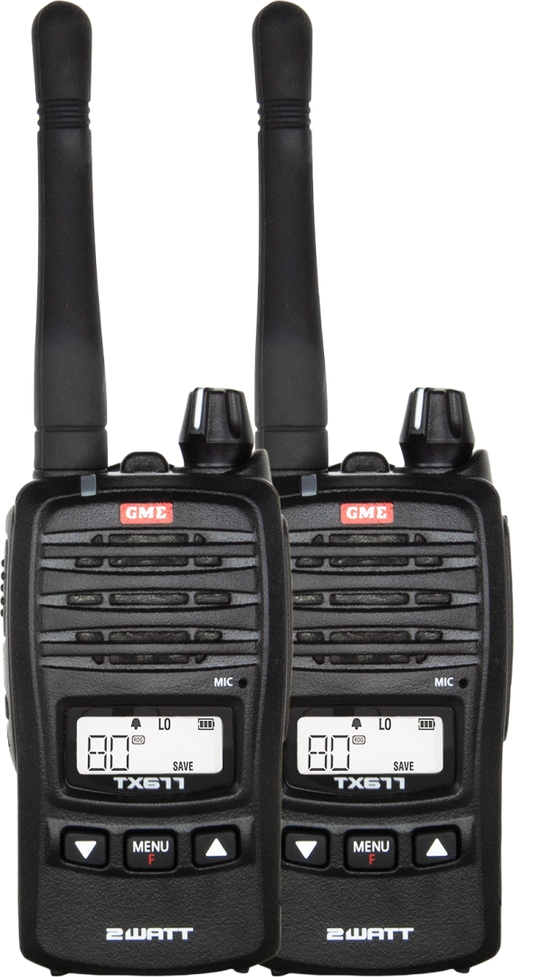 GME TX677TP 2 Watt UHF CB Handheld Radio - Twin Pack