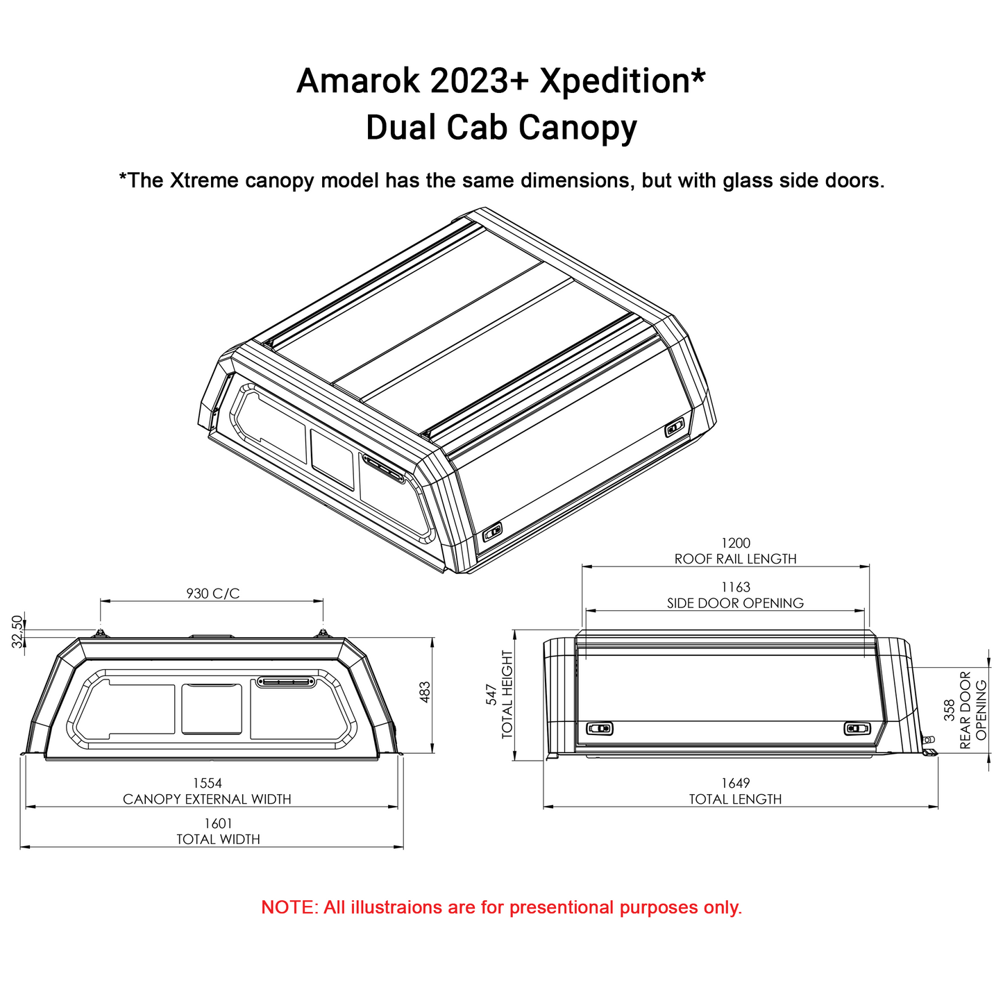 VW Amarok Double Cab 2023+ Xpedition CapRax Canopy by Rhinoman