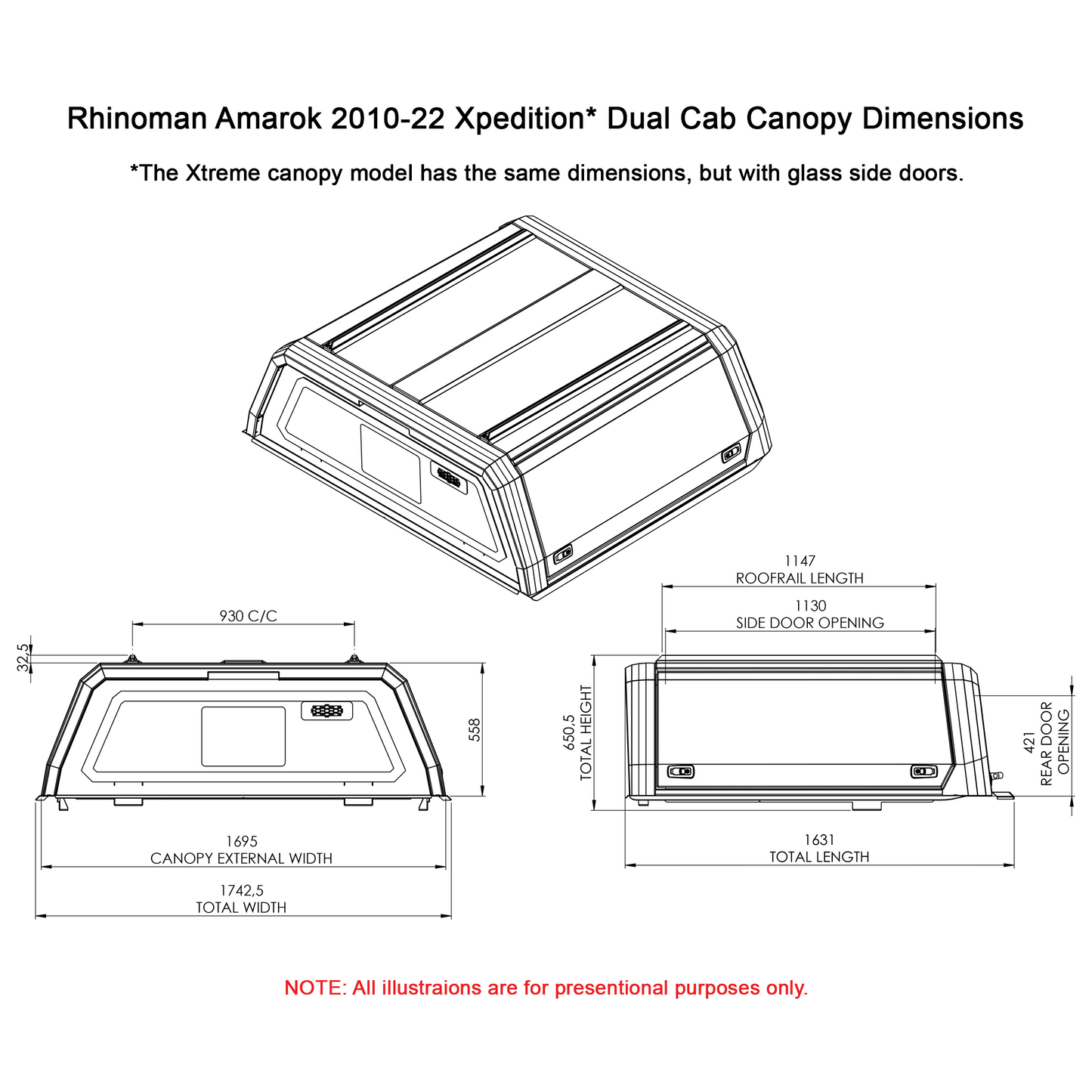VW Amarok Double Cab 2010-22 Xtreme CapRax Canopy by Rhinoman