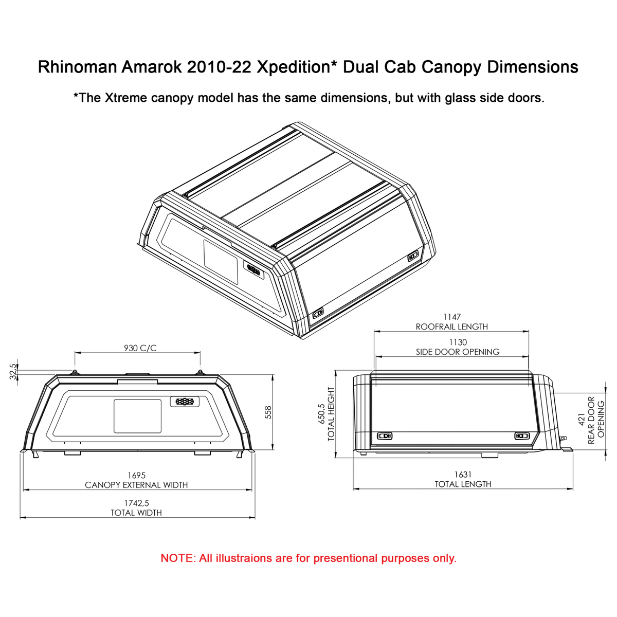 VW Amarok Double Cab 2010-22 Xpedition CapRax Canopy by Rhinoman
