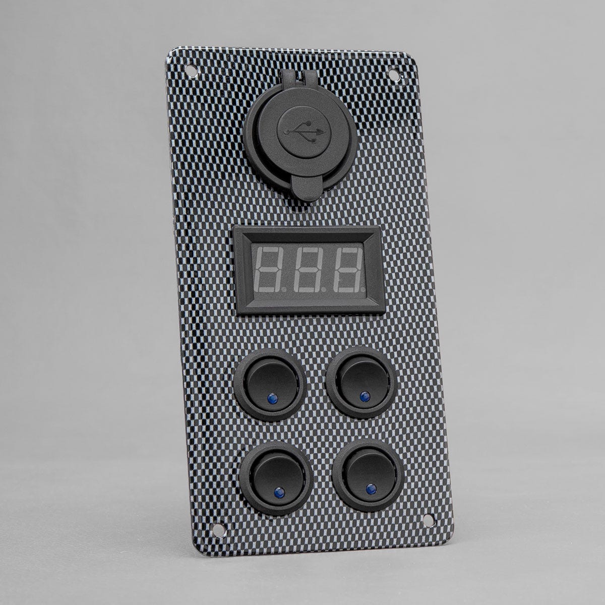 Carbon Switch Panel with USB and Digital Volt Meter