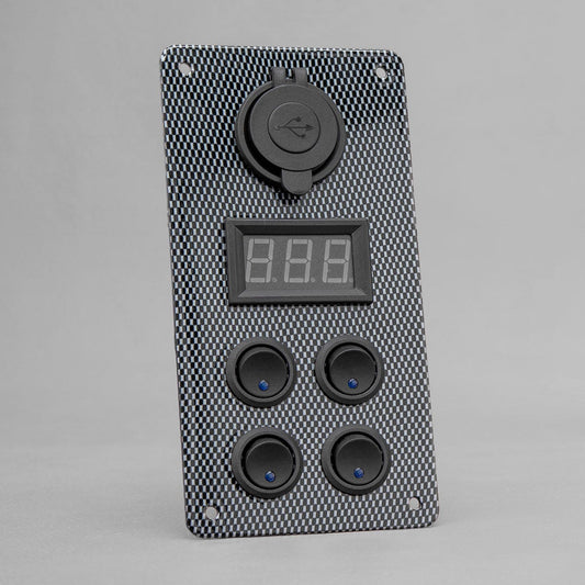 Carbon Switch Panel with USB and Digital Volt Meter