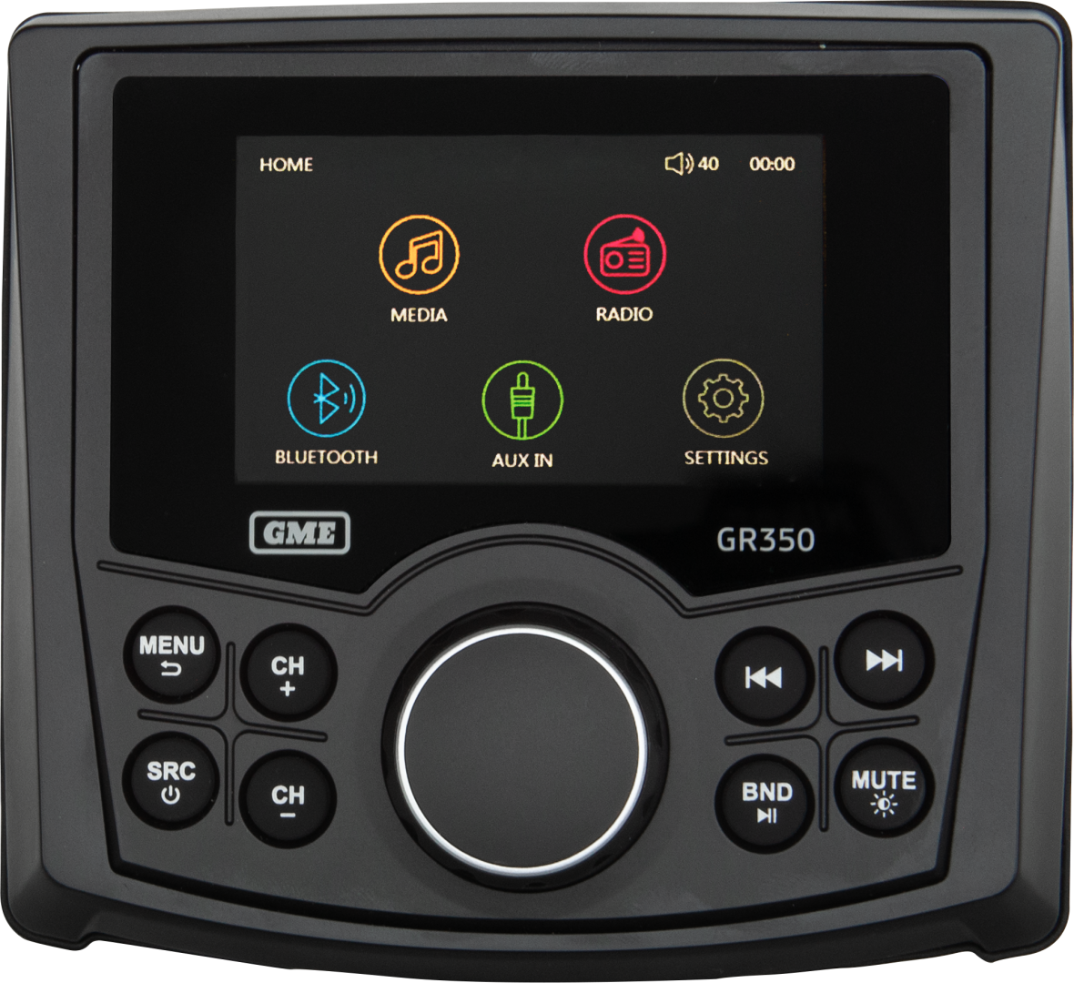 GME GR350BTB AM/FM IP54 Compact Marine Stereo with Bluetooth - Black