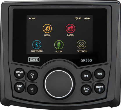 GME GR350BTB AM/FM IP54 Compact Marine Stereo with Bluetooth - Black