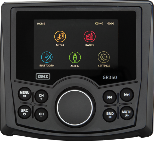 GME GR350BTB AM/FM IP54 Compact Marine Stereo with Bluetooth - Black