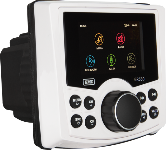 GME GR350BTW AM/FM IP54 Compact Marine Stereo with Bluetooth - White