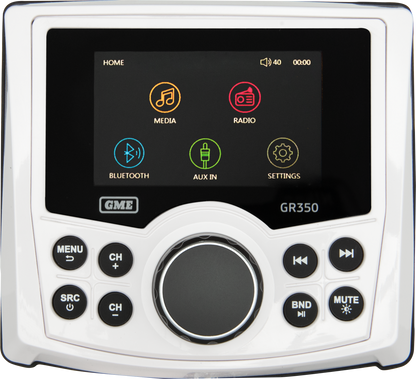 GME GR350BTW AM/FM IP54 Compact Marine Stereo with Bluetooth - White