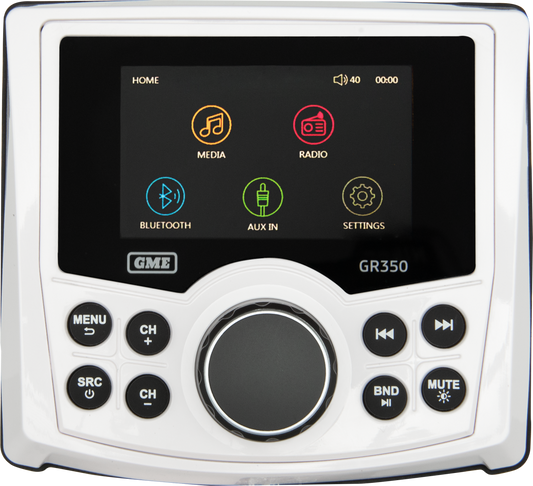 GME GR350BTW AM/FM IP54 Compact Marine Stereo with Bluetooth - White