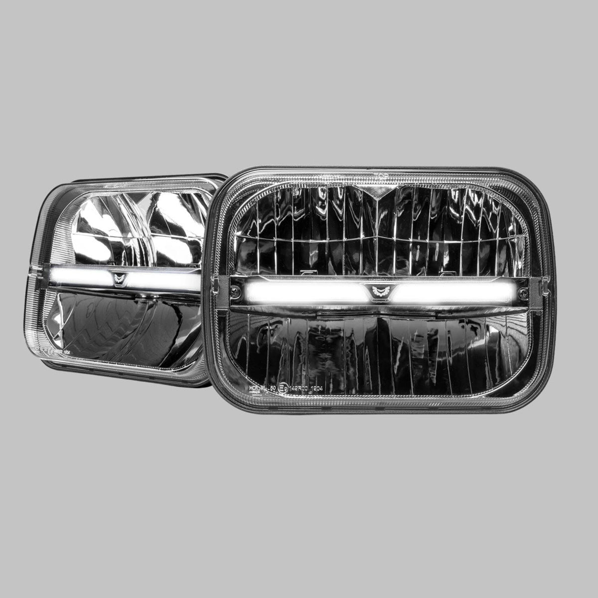 Homage Rectangle 7 x 5 Inch Headlight with DRL & Integrated Indicator (Pair)