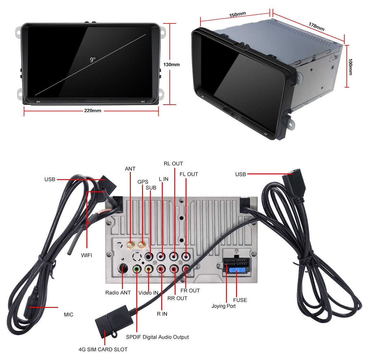 9inch Head Unit to suit VW Amarok/Transporter